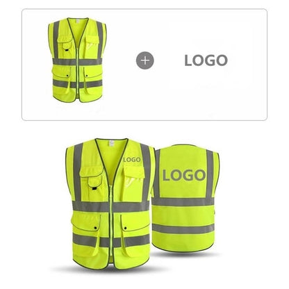 9 Pockets Safety Vest Reflective Strips of  High Visibilit