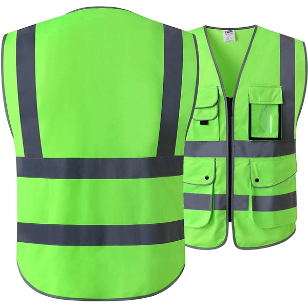 9 Pockets Safety Vest Reflective Strips of  High Visibilit