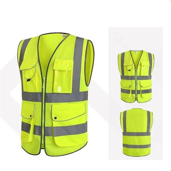 9 Pockets Safety Vest Reflective Strips of  High Visibilit