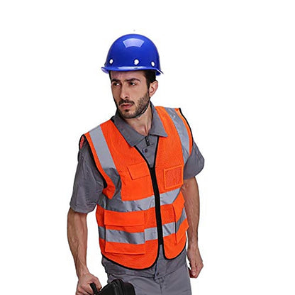 Safety Reflective Vest With Pockets and Zipper