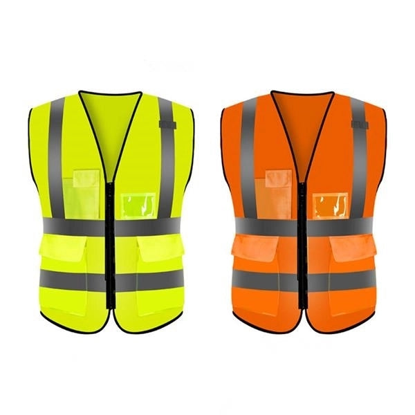 Safety Reflective Vest With Pockets and Zipper