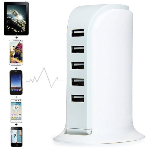 5 USB Port AC Adapter Wall Charger