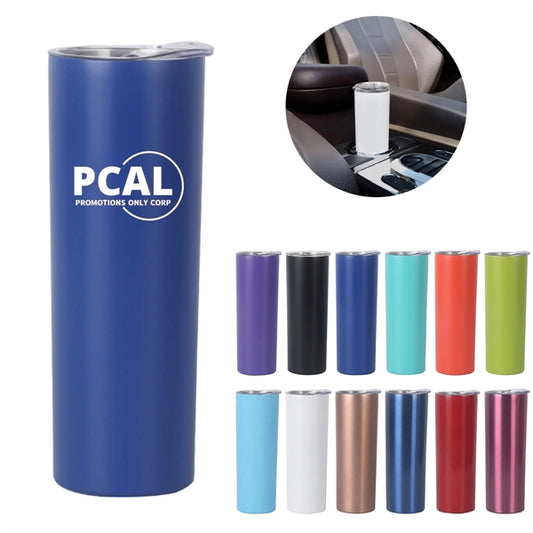 20 oz Stainless Steel Skinny Tumbler With Lids And Straws