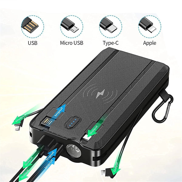 20,000 mAh Solar Wireless Charging Bank With Flashlight