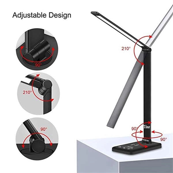 Study LED Desk Lamp with USB Charging Port and Calendar