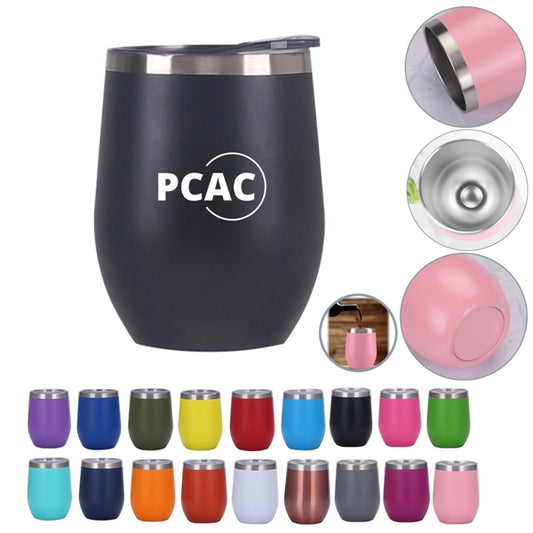 12 oz. Stainless Steel Stemless Wine Glass with lid