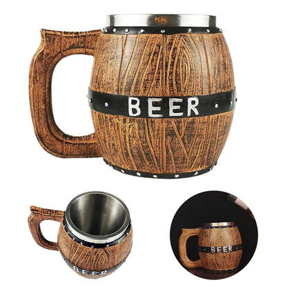 15 oz  Stainless Steel Barrel Beer Mug