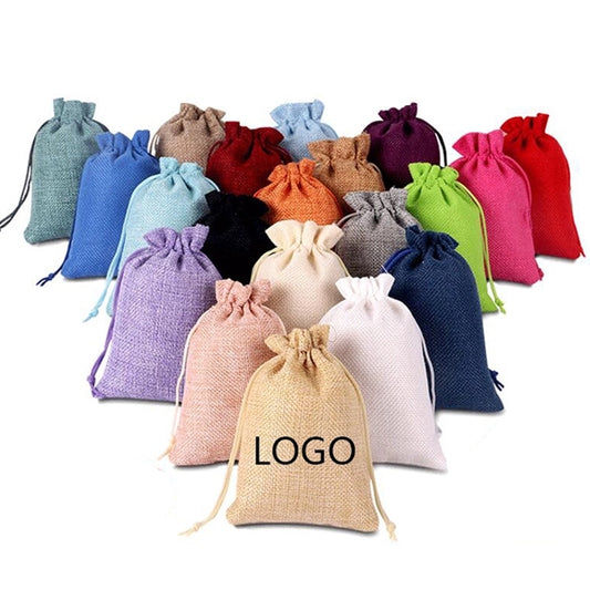 5"x7" colorful Burlap Drawstring Pouches