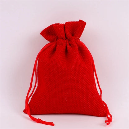 5"x7" colorful Burlap Drawstring Pouches