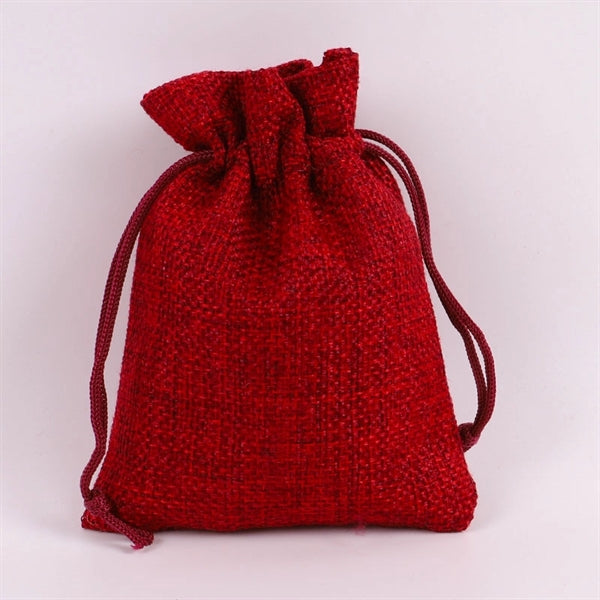 5"x7" colorful Burlap Drawstring Pouches