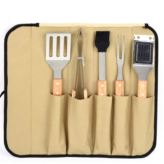 5 pcs Bamboo BBQ Tools Set With Bag
