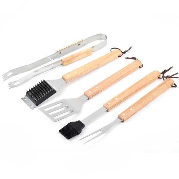 5 pcs Bamboo BBQ Tools Set With Bag