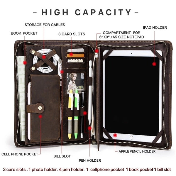 Vintage Leather Laptop Multi-function Portfolio Bag
