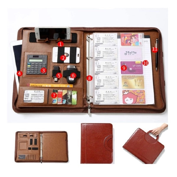 Leather Folder A4 Document Holder Portfolio