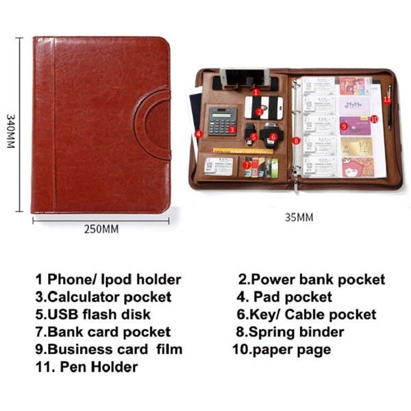 Leather Folder A4 Document Holder Portfolio