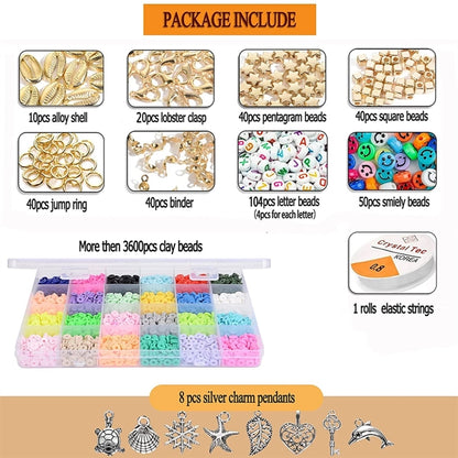 4000pcs Clay Beads for Jewelry Bracelet DIY Craft Kit