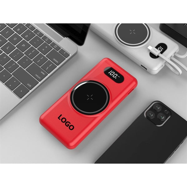 Qi Wireless Charger Built in Cables Power Bank 10000mah