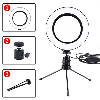 10" Desktop Selfie Ring Light with Tripod Stand