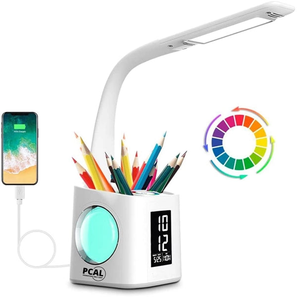 Study LED Desk Lamp with USB Charging Port and Calendar