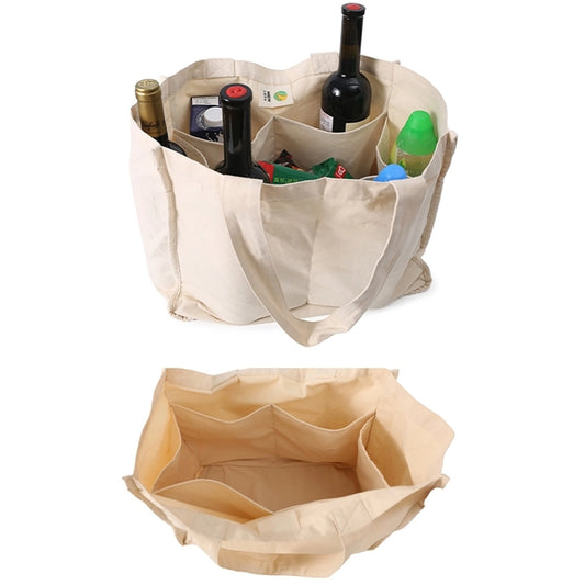 Multi Pocket Canvas Grocery Tote Bag