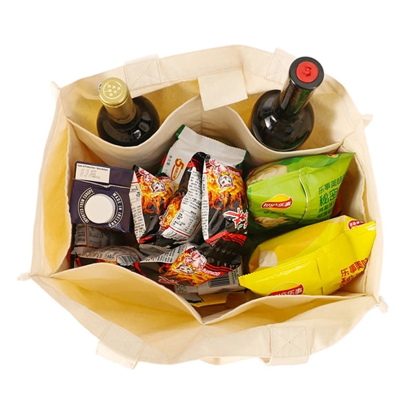Multi Pocket Canvas Grocery Tote Bag