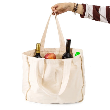 Multi Pocket Canvas Grocery Tote Bag