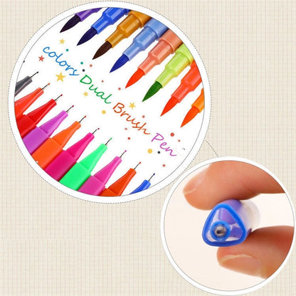 Dual Brush Marker Pens 12 Colors Set