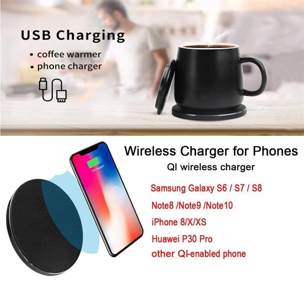 2 IN 1 Heating Mug Warmer Set with Wireless Charger
