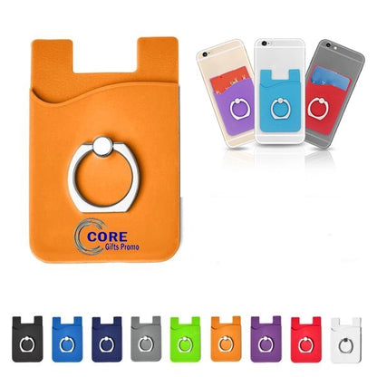 Silicone Card Holder with Metal Ring Phone Stand