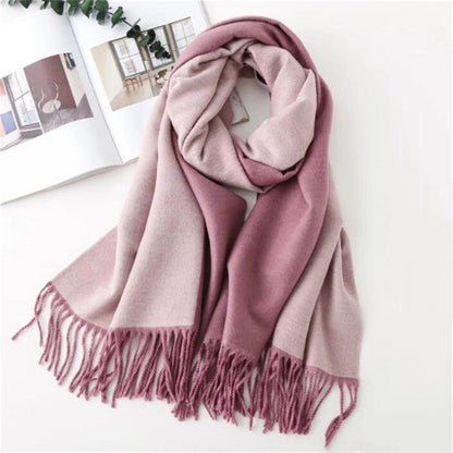 Cashmere double-sided two-color scarf ladies  warm shawl