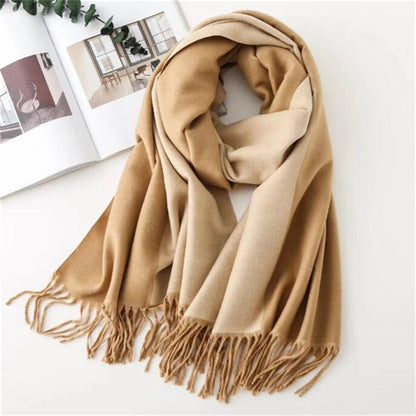 Cashmere double-sided two-color scarf ladies  warm shawl