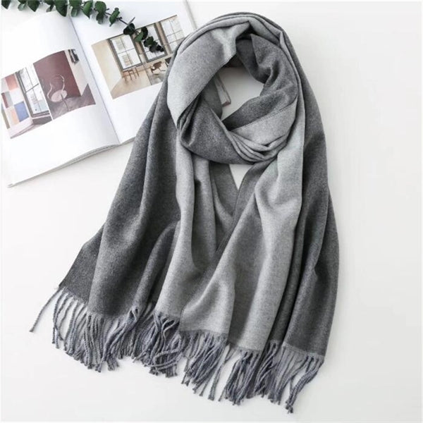Cashmere double-sided two-color scarf ladies  warm shawl