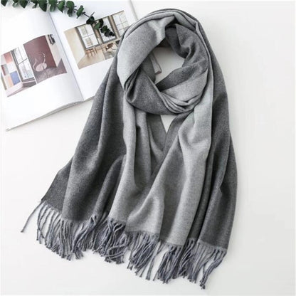 Cashmere double-sided two-color scarf ladies  warm shawl