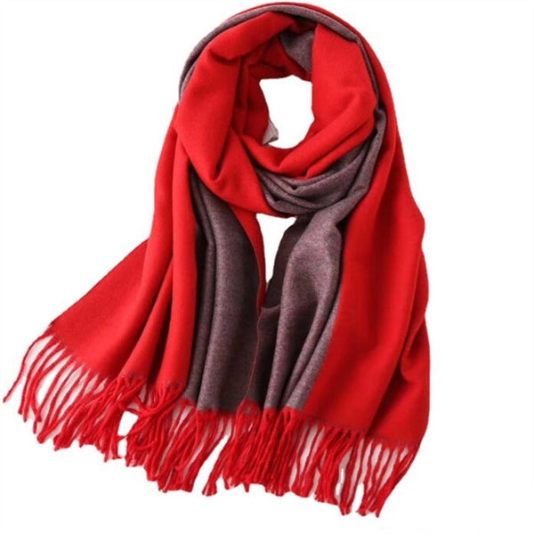 Cashmere double-sided two-color scarf ladies  warm shawl