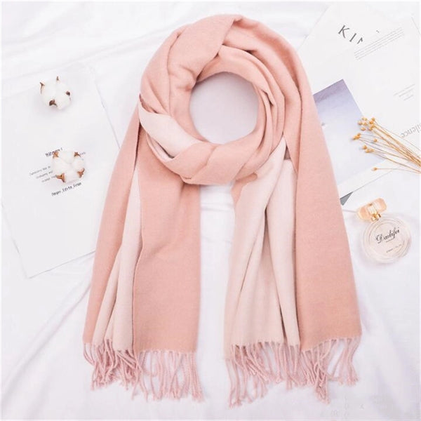 Cashmere double-sided two-color scarf ladies  warm shawl