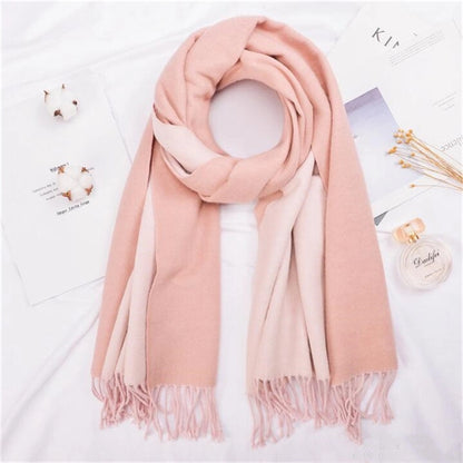 Cashmere double-sided two-color scarf ladies  warm shawl
