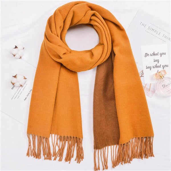 Cashmere double-sided two-color scarf ladies  warm shawl