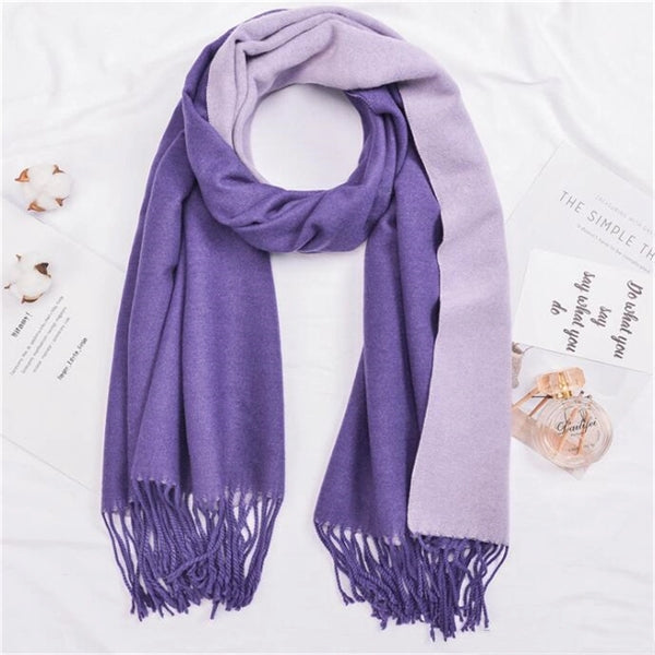 Cashmere double-sided two-color scarf ladies  warm shawl