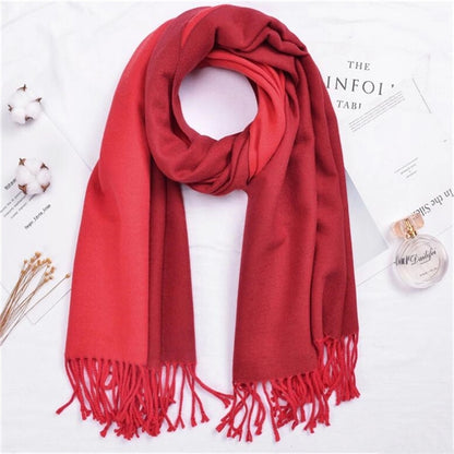 Cashmere double-sided two-color scarf ladies  warm shawl