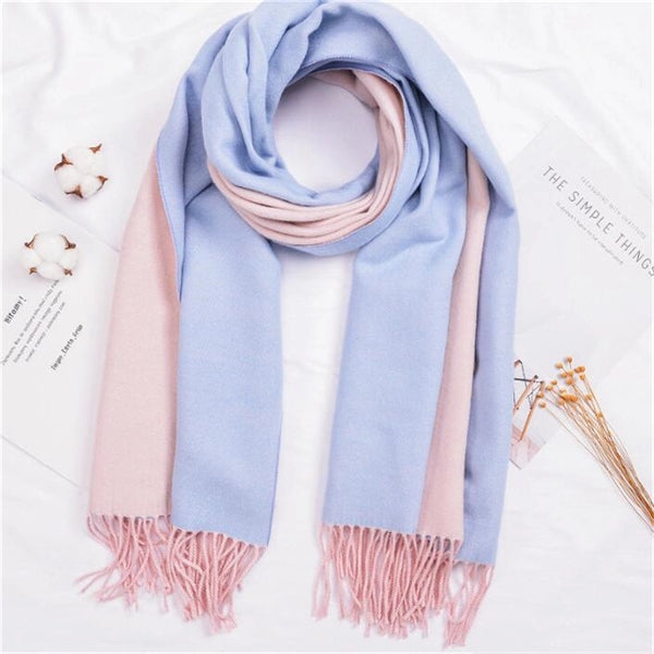 Cashmere double-sided two-color scarf ladies  warm shawl