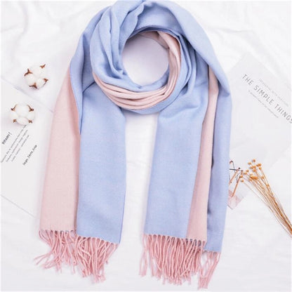 Cashmere double-sided two-color scarf ladies  warm shawl