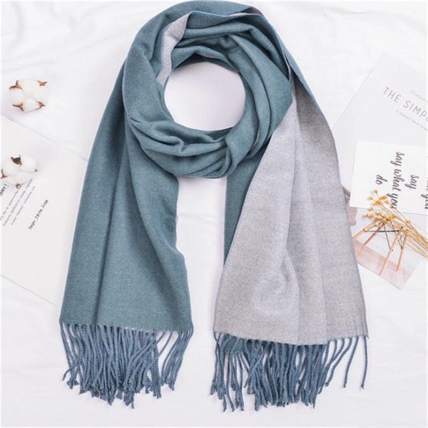 Cashmere double-sided two-color scarf ladies  warm shawl