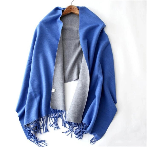 Cashmere double-sided two-color scarf ladies  warm shawl