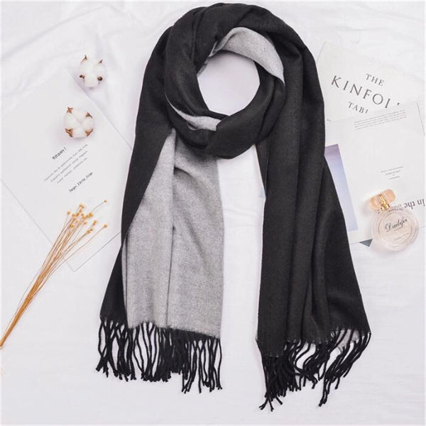Cashmere double-sided two-color scarf ladies  warm shawl