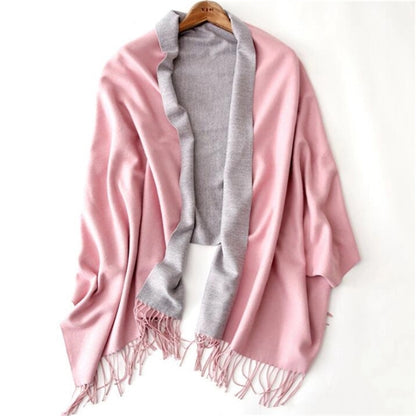 Cashmere double-sided two-color scarf ladies  warm shawl