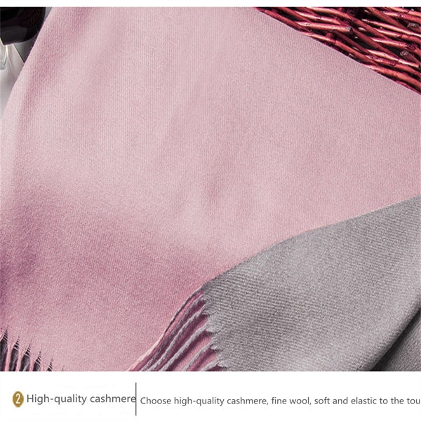 Cashmere double-sided two-color scarf ladies  warm shawl