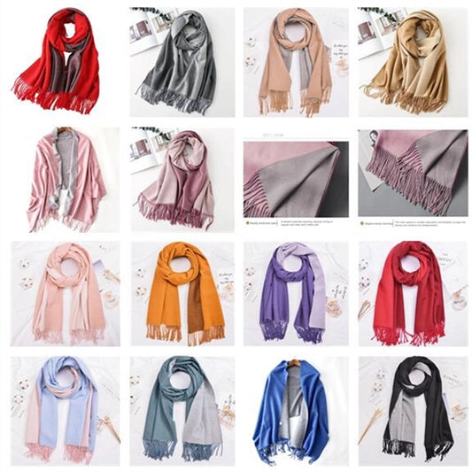 Cashmere double-sided two-color scarf ladies  warm shawl