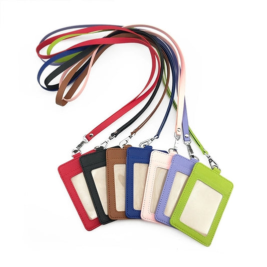 PU Leather ID Badge Holder With Lanyard