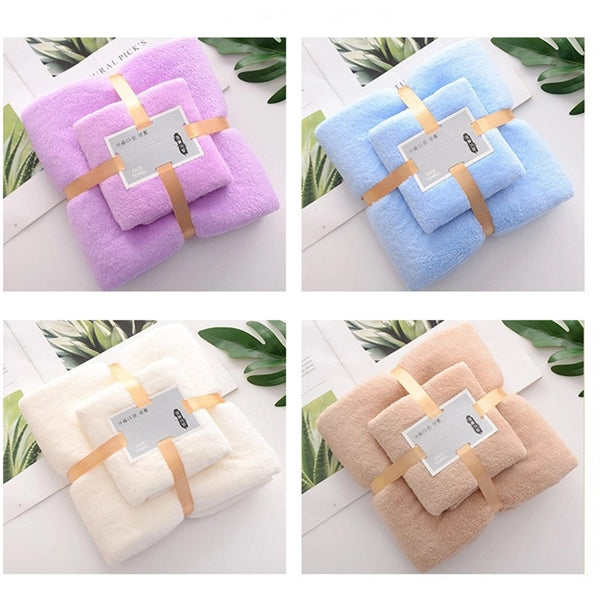 2PCS Coral Fleece Bath Towel Gift Set