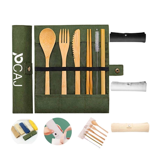 Bamboo Travel Tableware Set With Carrying Case